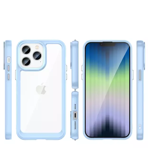 Outer Space Case iPhone 14 Pro hard cover with a gel frame blue 8