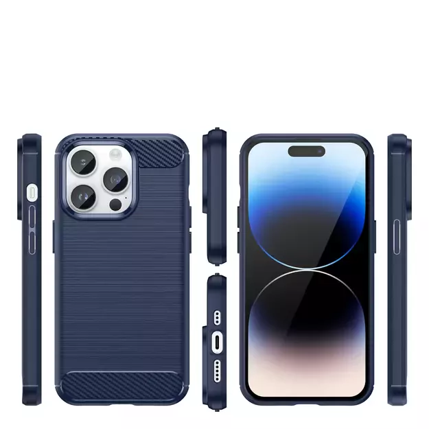 Carbon Case iPhone 14 Pro flexible gel back cover blue 15