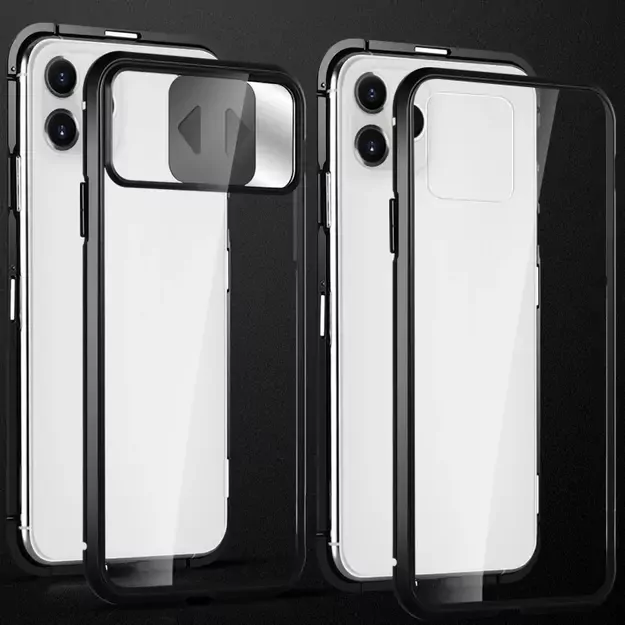 Wozinsky Magnetic Cam Slider Case Full Body Cover built-in front glass lens rotector for Huawei P40 black 23