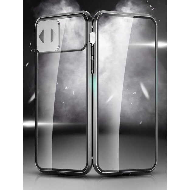 Wozinsky Magnetic Cam Slider Case Full Body Cover built-in front glass lens rotector for Huawei P40 black 9