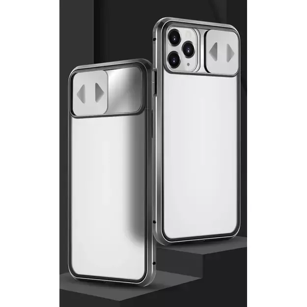 Wozinsky Magnetic Cam Slider Case Full Body Cover built-in front glass lens rotector for Huawei P40 black 28