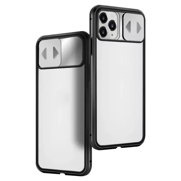 Wozinsky Magnetic Cam Slider Case Full Body Cover built-in front glass lens rotector for Huawei P40 black 18
