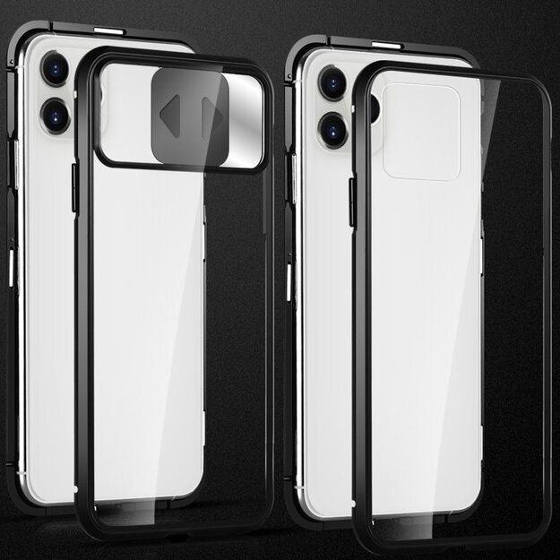 Wozinsky Magnetic Cam Slider Case Full Body Cover built-in front glass lens rotector for Huawei P40 black 6