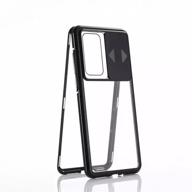 Wozinsky Magnetic Cam Slider Case Full Body Cover built-in front glass lens rotector for Huawei P40 black 19