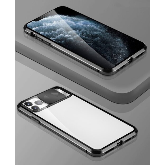 Wozinsky Magnetic Cam Slider Case Full Body Cover built-in front glass lens rotector for Huawei P40 black 17
