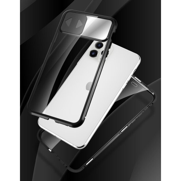 Wozinsky Magnetic Cam Slider Case Full Body Cover built-in front glass lens rotector for Huawei P40 black 16
