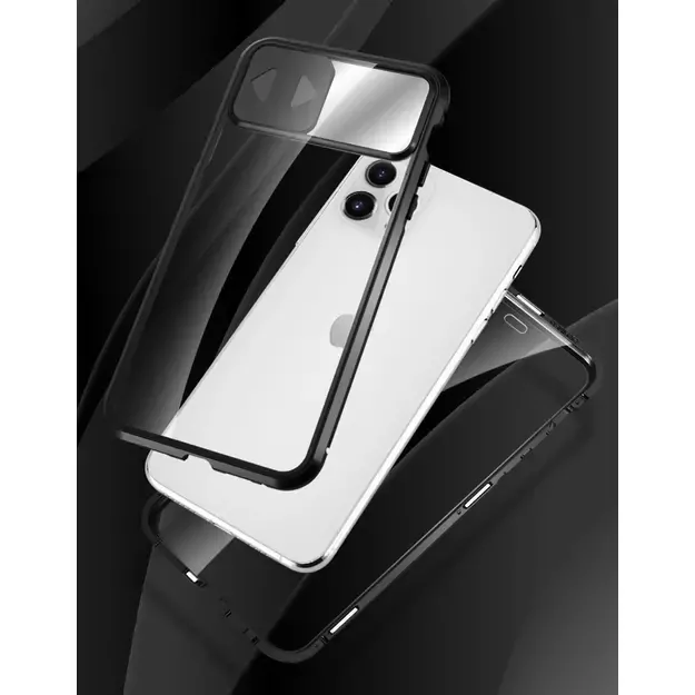 Wozinsky Magnetic Cam Slider Case Full Body Cover built-in front glass lens rotector for Huawei P40 black 33