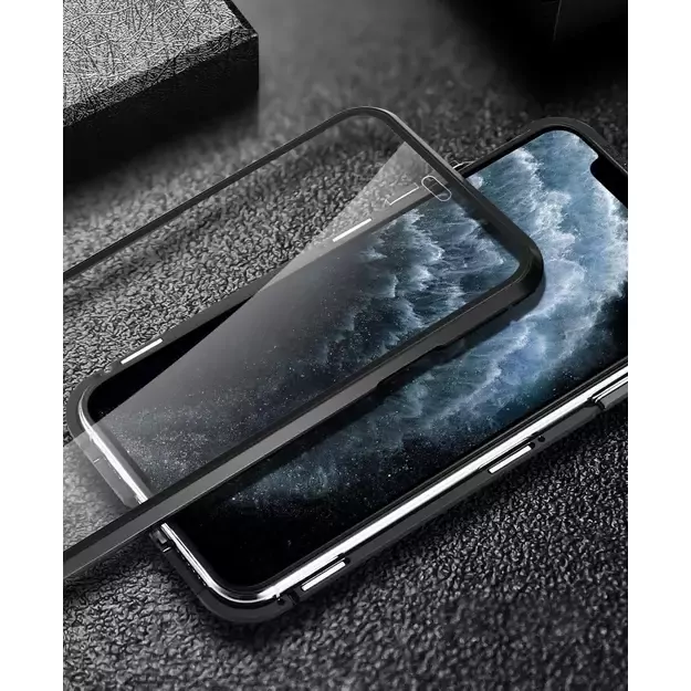 Wozinsky Magnetic Cam Slider Case Full Body Cover built-in front glass lens rotector for Huawei P40 black 31