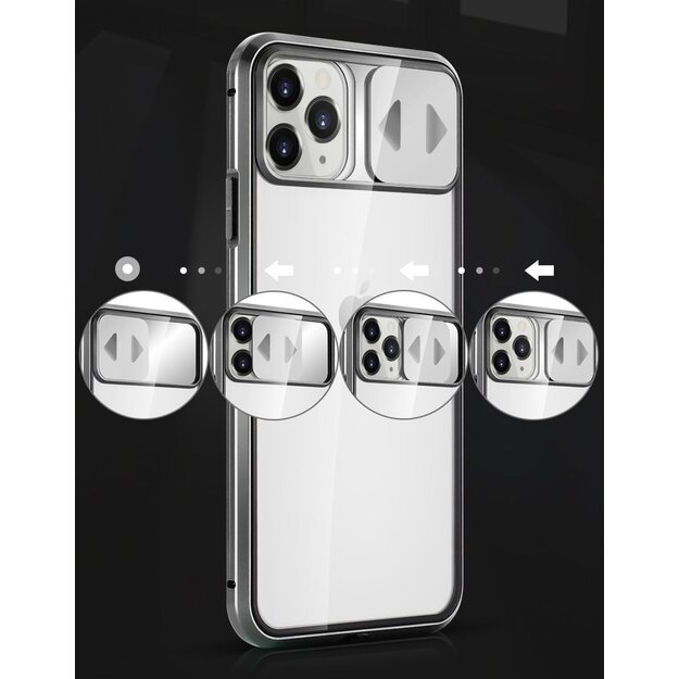Wozinsky Magnetic Cam Slider Case Full Body Cover built-in front glass lens rotector for Huawei P40 black 8