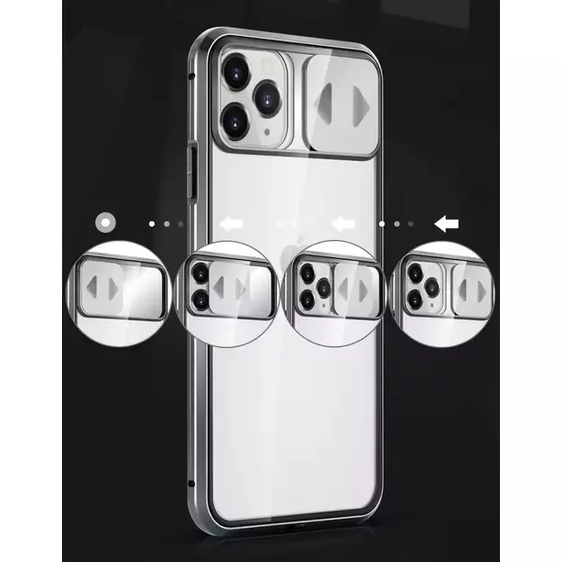 Wozinsky Magnetic Cam Slider Case Full Body Cover built-in front glass lens rotector for Huawei P40 black 25