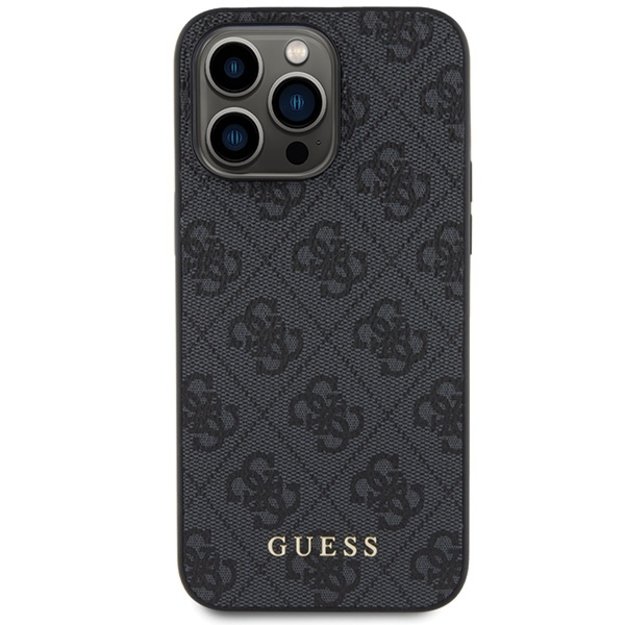 Guess 4G Metal Gold Logo iPhone 15 Pro Max Case - Gray 2
