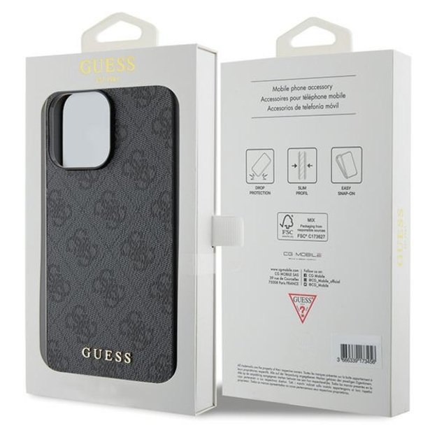 Guess 4G Metal Gold Logo iPhone 15 Pro Max Case - Gray 7