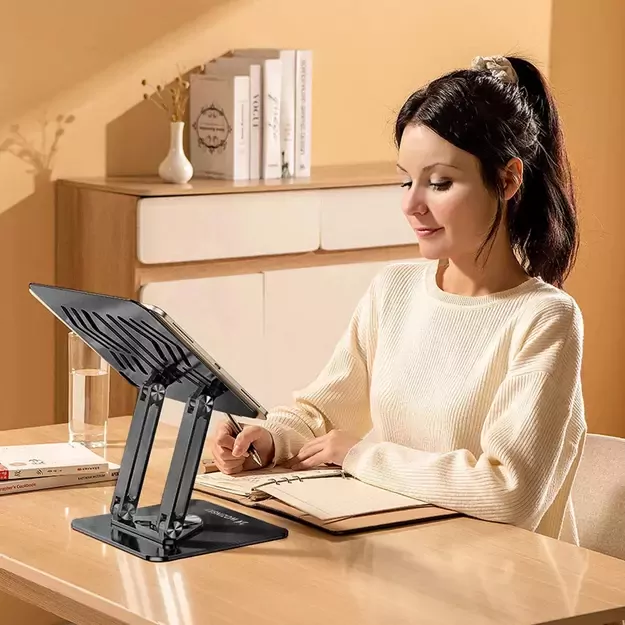 Laptop stand Wozinsky WRS-CPY84SB 360 aluminum + Free! smartphone stand - black 19