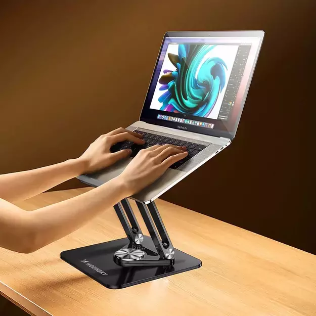 Laptop stand Wozinsky WRS-CPY84SB 360 aluminum + Free! smartphone stand - black 25