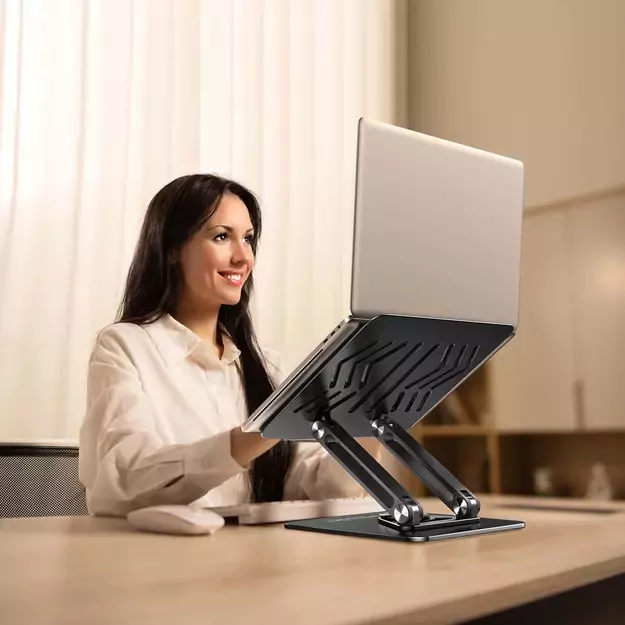 Laptop stand Wozinsky WRS-CPY84SB 360 aluminum + Free! smartphone stand - black 22