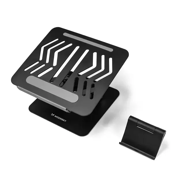 Laptop stand Wozinsky WRS-CPY84SB 360 aluminum + Free! smartphone stand - black 15