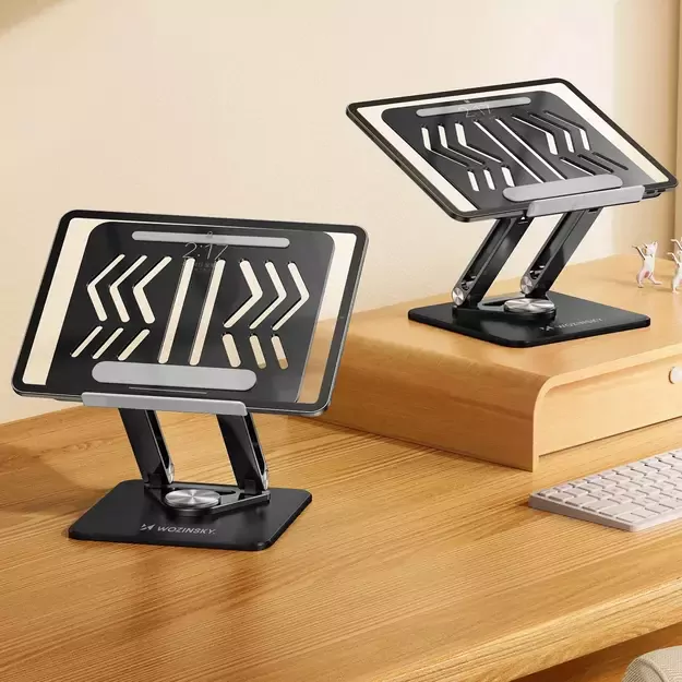 Laptop stand Wozinsky WRS-CPY84SB 360 aluminum + Free! smartphone stand - black 23