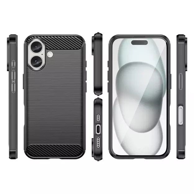 Carbon Case for iPhone 16 Plus Silicone Case - Black 3