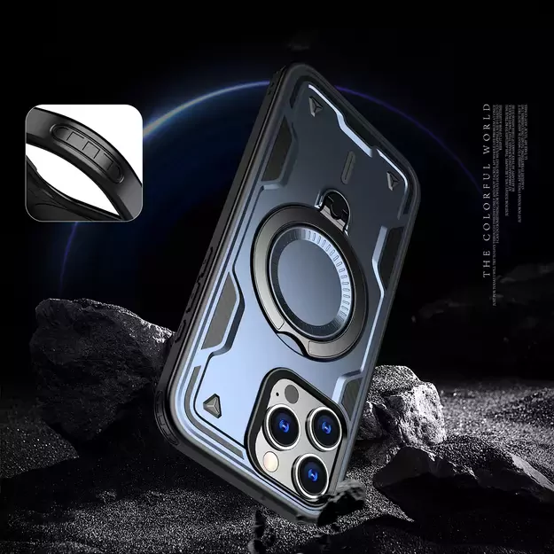 Hybrid Armor Trendy Case with MagSafe for iPhone 16 Pro Max - Blue 4