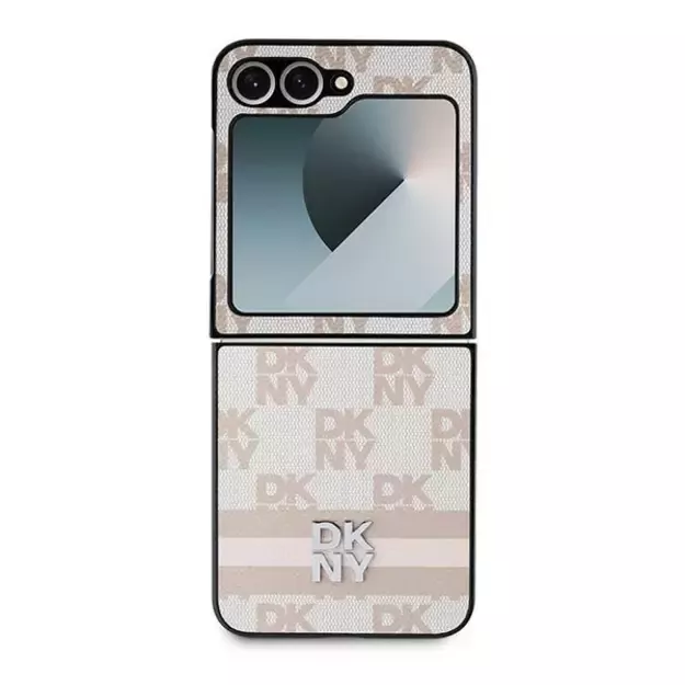 DKNY Checkered Pattern Printed Stripes Case for Samsung Galaxy Z Flip 6 - Pink 1