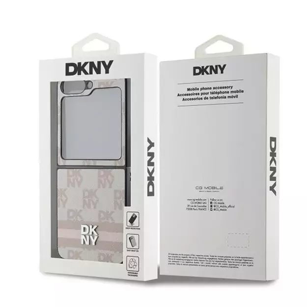 DKNY Checkered Pattern Printed Stripes Case for Samsung Galaxy Z Flip 6 - Pink 7