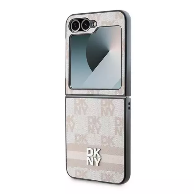 DKNY Checkered Pattern Printed Stripes Case for Samsung Galaxy Z Flip 6 - Pink 5