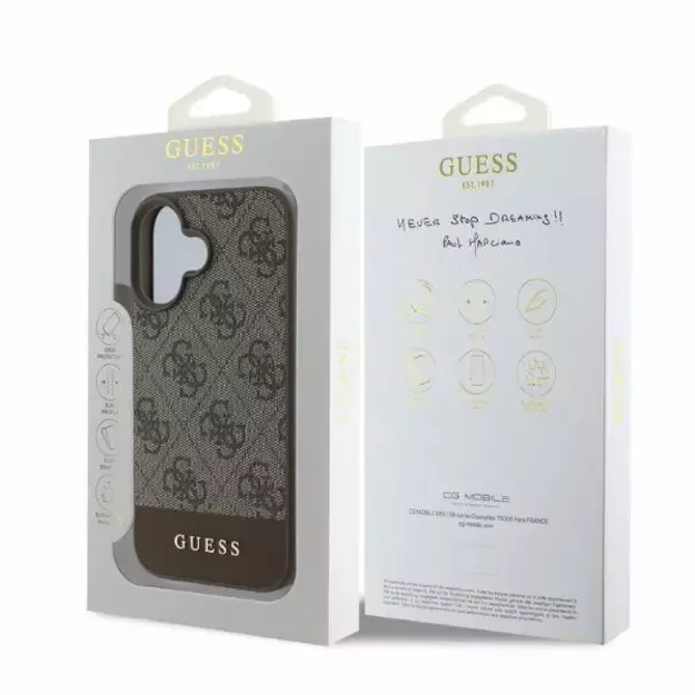 Guess 4G Bottom Stripe iPhone 16 Case - Brown 8