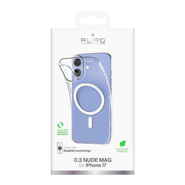 Puro 0.3 MAG Ultra-Slim TPU Case Compatible with MagSafe for iPhone 17 - Transparent 1