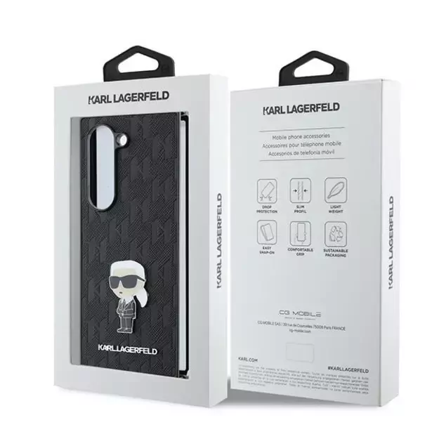 Karl Lagerfeld Saffiano Ikonik Pin Case for Samsung Galaxy Z Fold 6 - Black 6