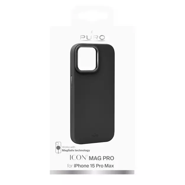 Puro Icon Mag Pro MagSafe Silicone Case for iPhone 15 Pro Max - Black 1