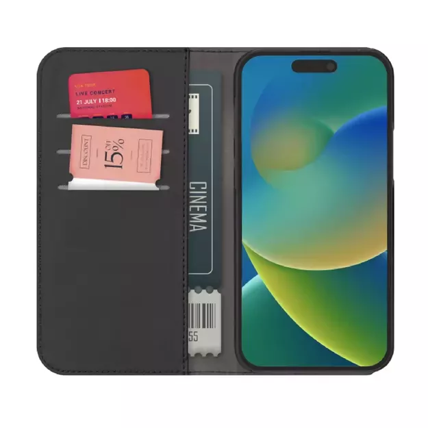 Puro Wallet Detachable MagSafe 2in1 PU Leather Case with Flap and Wallet for iPhone 15 - Black 1