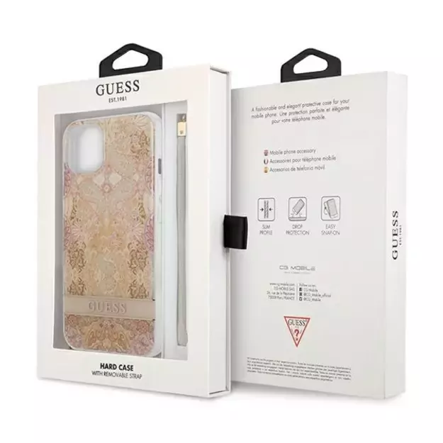 Guess GUHCP13SHFLSD iPhone 13 mini 5.4&quot  gold/gold hardcase Flower Strap 14