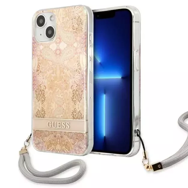 Guess GUHCP13SHFLSD iPhone 13 mini 5.4&quot  gold/gold hardcase Flower Strap