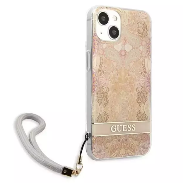 Guess GUHCP13SHFLSD iPhone 13 mini 5.4&quot  gold/gold hardcase Flower Strap 10