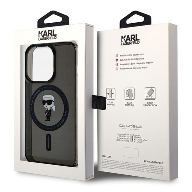 Karl Lagerfeld KLHMP15XHFCKNOK iPhone 15 Pro Max 6.7&quot  black/black hardcase IML Ikonik MagSafe 7