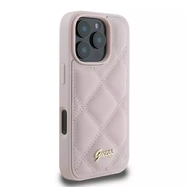 Guess Quilted Metal Logo iPhone 16 Pro Max Case - Pink 10