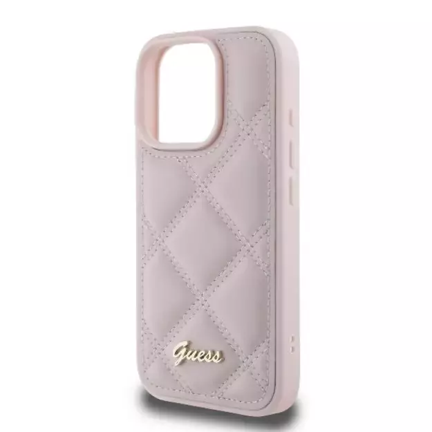 Guess Quilted Metal Logo iPhone 16 Pro Max Case - Pink 12