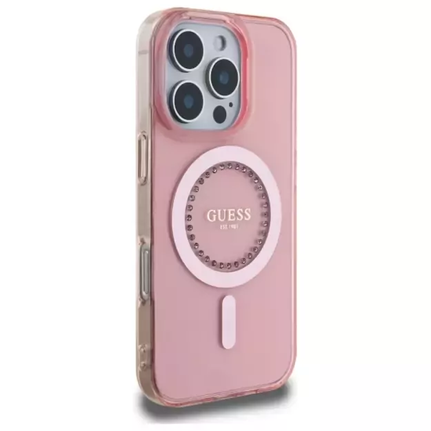 Guess IML Rhinestones MagSafe iPhone 16 Pro Max Case - Pink 10