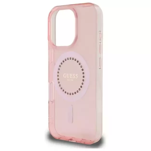 Guess IML Rhinestones MagSafe iPhone 16 Pro Max Case - Pink 12