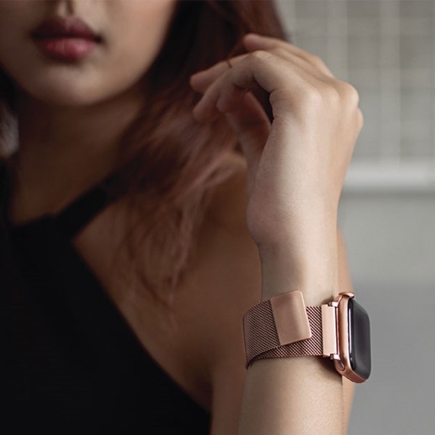 Uniq Dante Stainless Steel Strap for Apple Watch 1/2/3/4/5/6/7/8/SE/SE2 38/40/41mm - Rose Gold 3