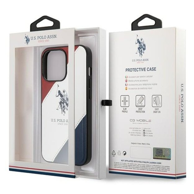 US Polo USHCP14LPSO3 iPhone 14 Pro 6.1&quot  white/white Tricolor Embossed 7