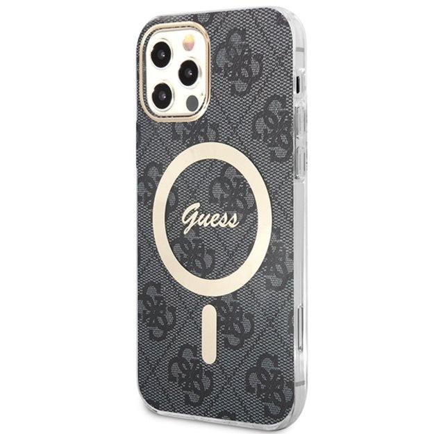 Set Guess GUBPP12MH4EACSK Case+ Charger iPhone 12/12 Pro black/black hard case 4G Print MagSafe 1