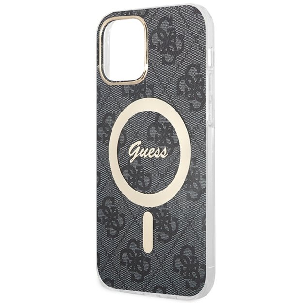 Set Guess GUBPP12MH4EACSK Case+ Charger iPhone 12/12 Pro black/black hard case 4G Print MagSafe 5