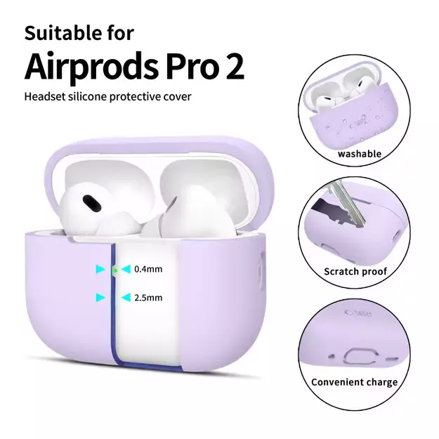 Tech-Protect Silicone Case for Apple AirPods Pro 1 / 2 - Purple 10