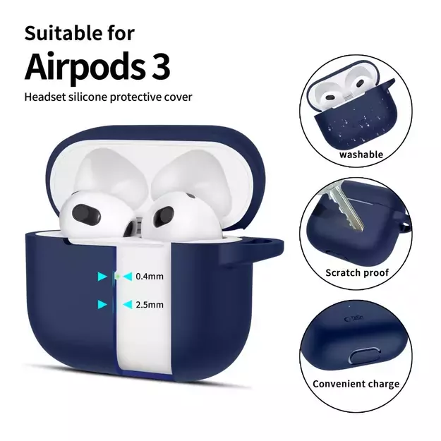 Tech-Protect Silicone Hook Case for Apple AirPods 3 - Blue 7
