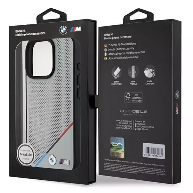 BMW M Perforated Tricolor Line MagSafe Case for iPhone 16 Pro - Gray 7