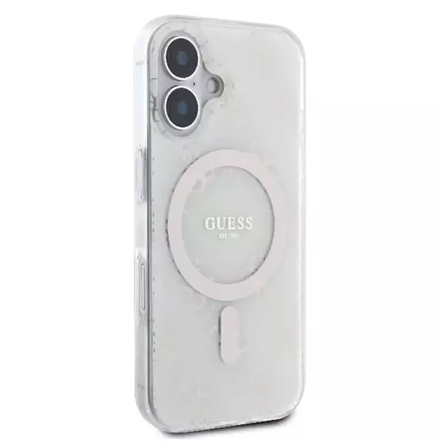 Guess IML 4G Background MagSafe iPhone 16 Case - White 3