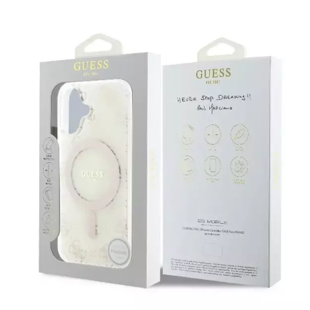 Guess IML 4G Background MagSafe iPhone 16 Case - White 7