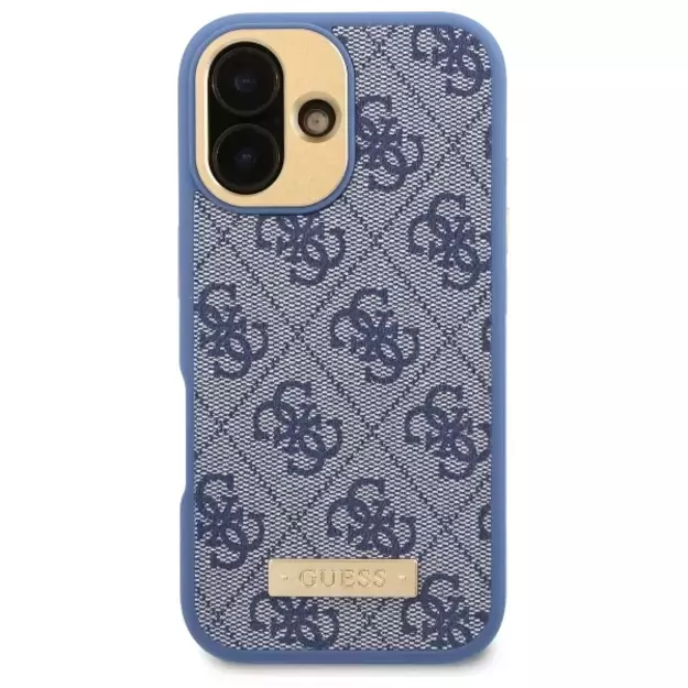 Guess 4G Logo Plate MagSafe iPhone 16 Case - Blue 9