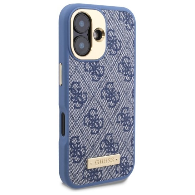 Guess 4G Logo Plate MagSafe iPhone 16 Case - Blue 1